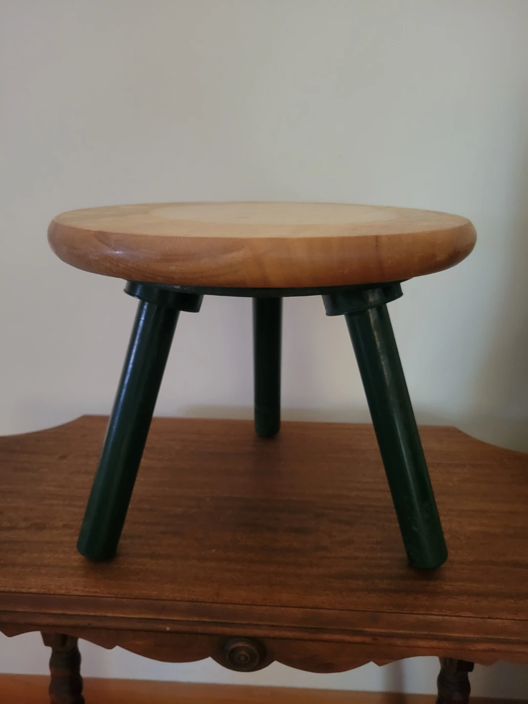 Pair of Wooden Stool with Green Legs