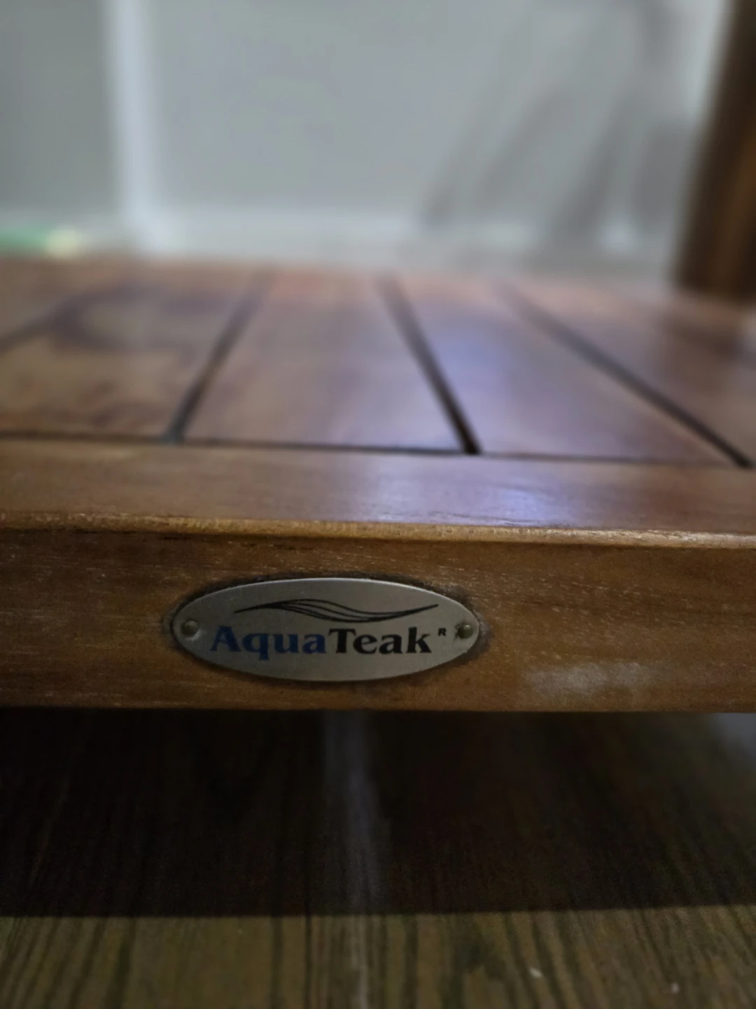 MOVE OUT SALE: AquaTeak Wooden Side Table with Shelf - photo 3