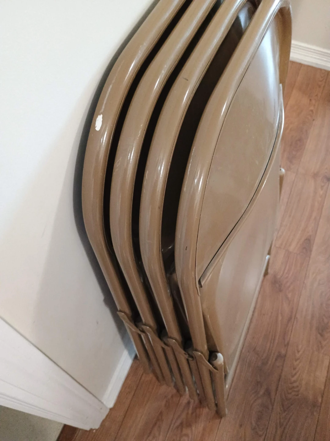 ⚽  Set of 4 Metal Folding Chairs - Tan - photo 2