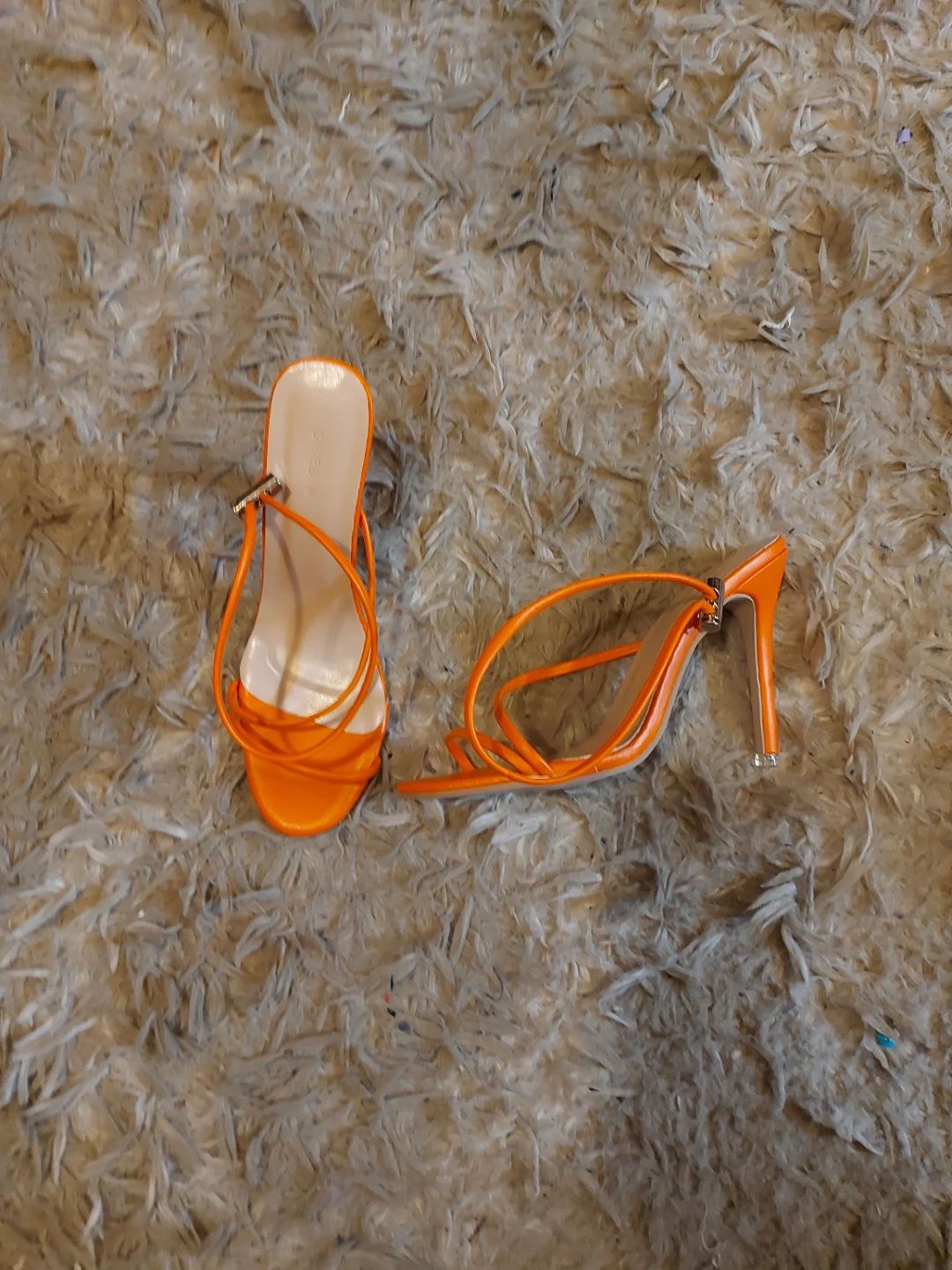 Orange Strappy High Heel Sandals