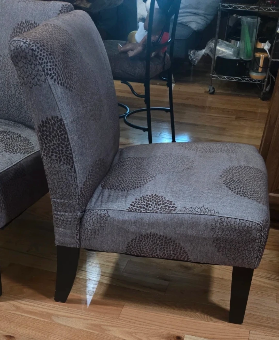Gray Accent Chairs with Floral Pattern (Set of 2) - photo 5