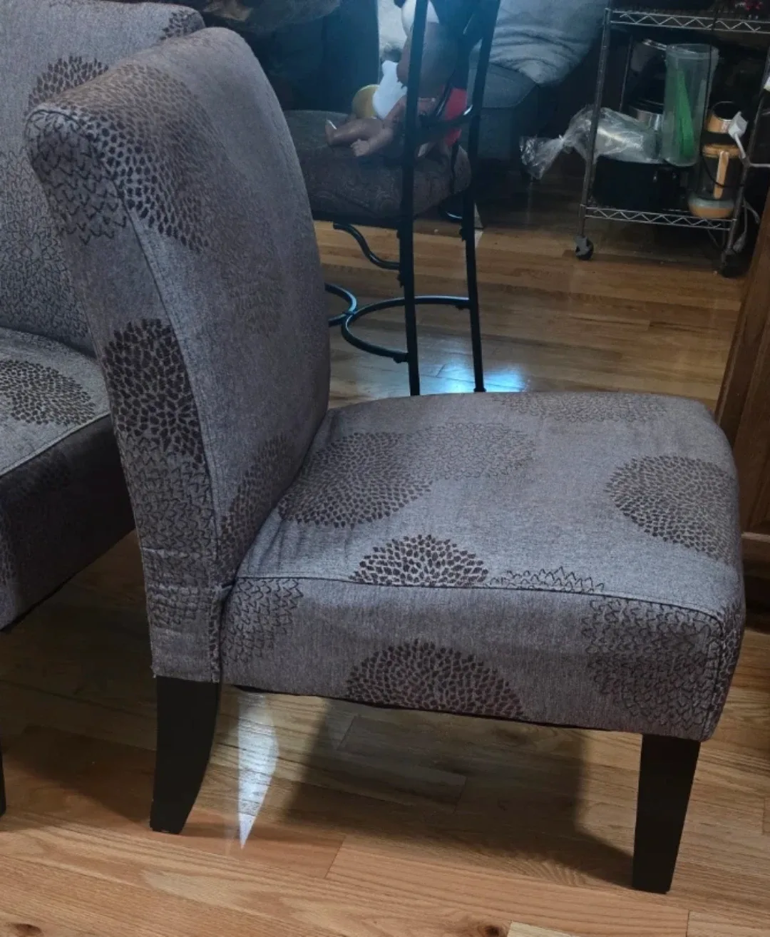 Gray Accent Chairs with Floral Pattern (Set of 2) - photo 5