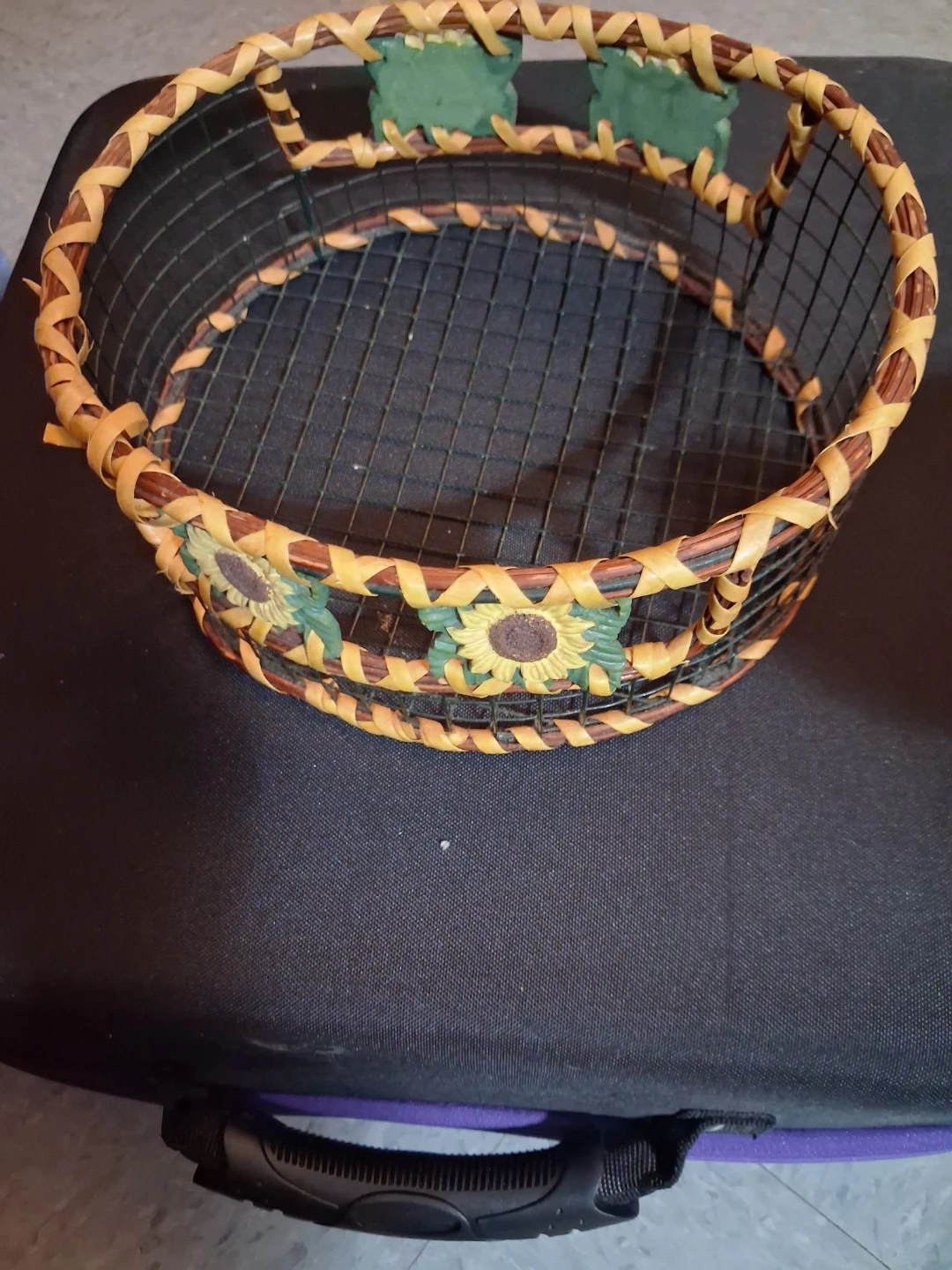 Decorative Woven Basket with Sunflowers