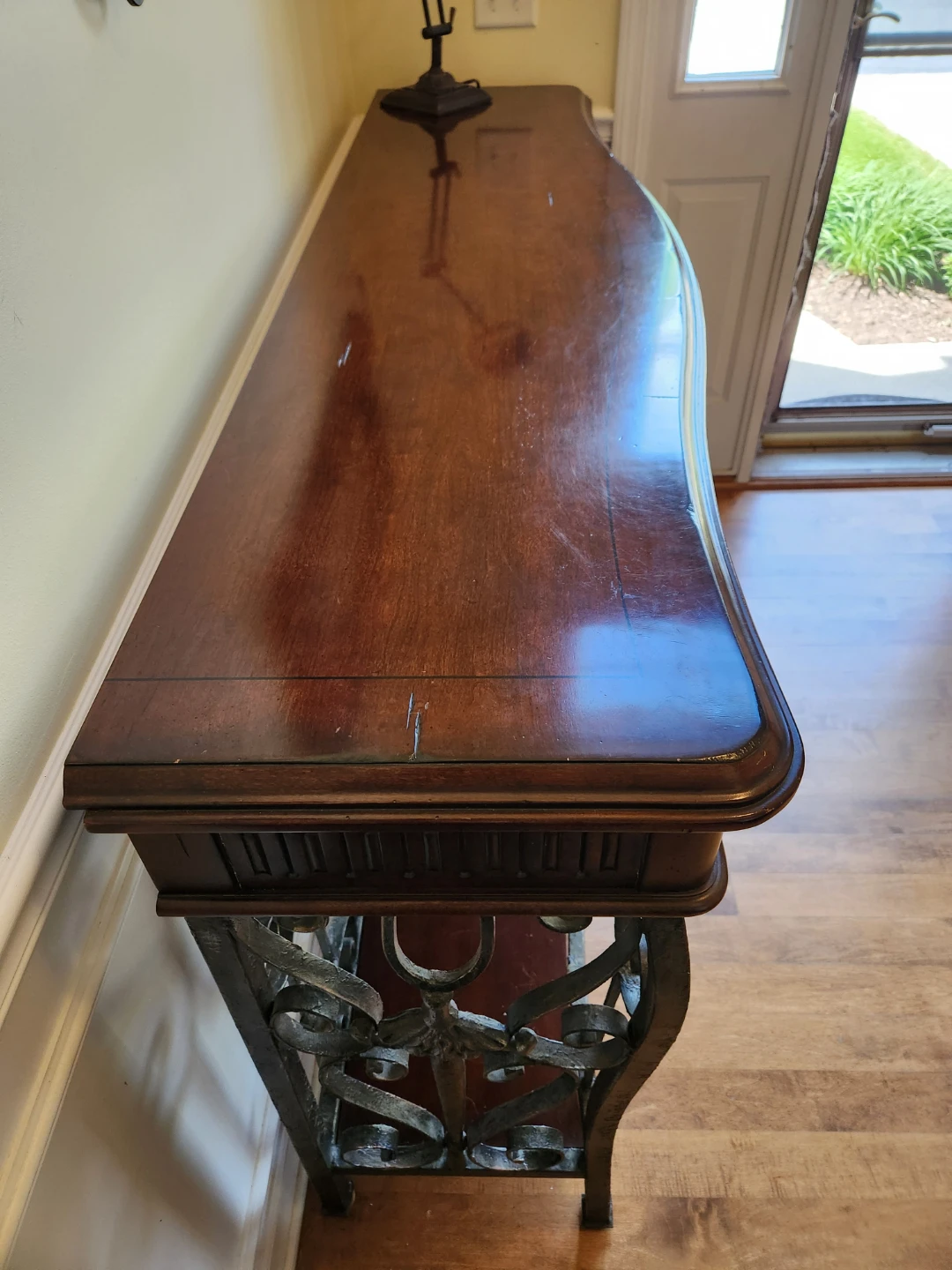 Hekman Console Table with Wood Top and Iron Base - photo 2