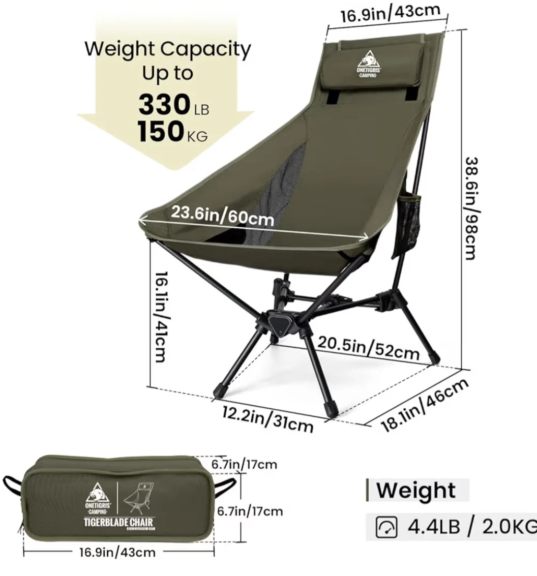 High Back Camping Chair with Pillow - photo 2