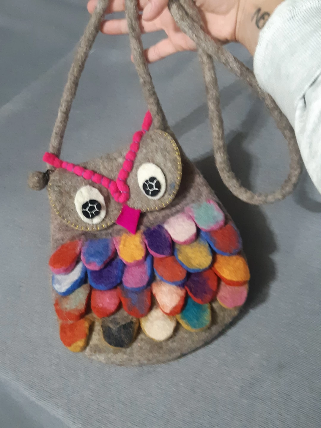 Handmade Felted wool owl crossbody bag - photo 3