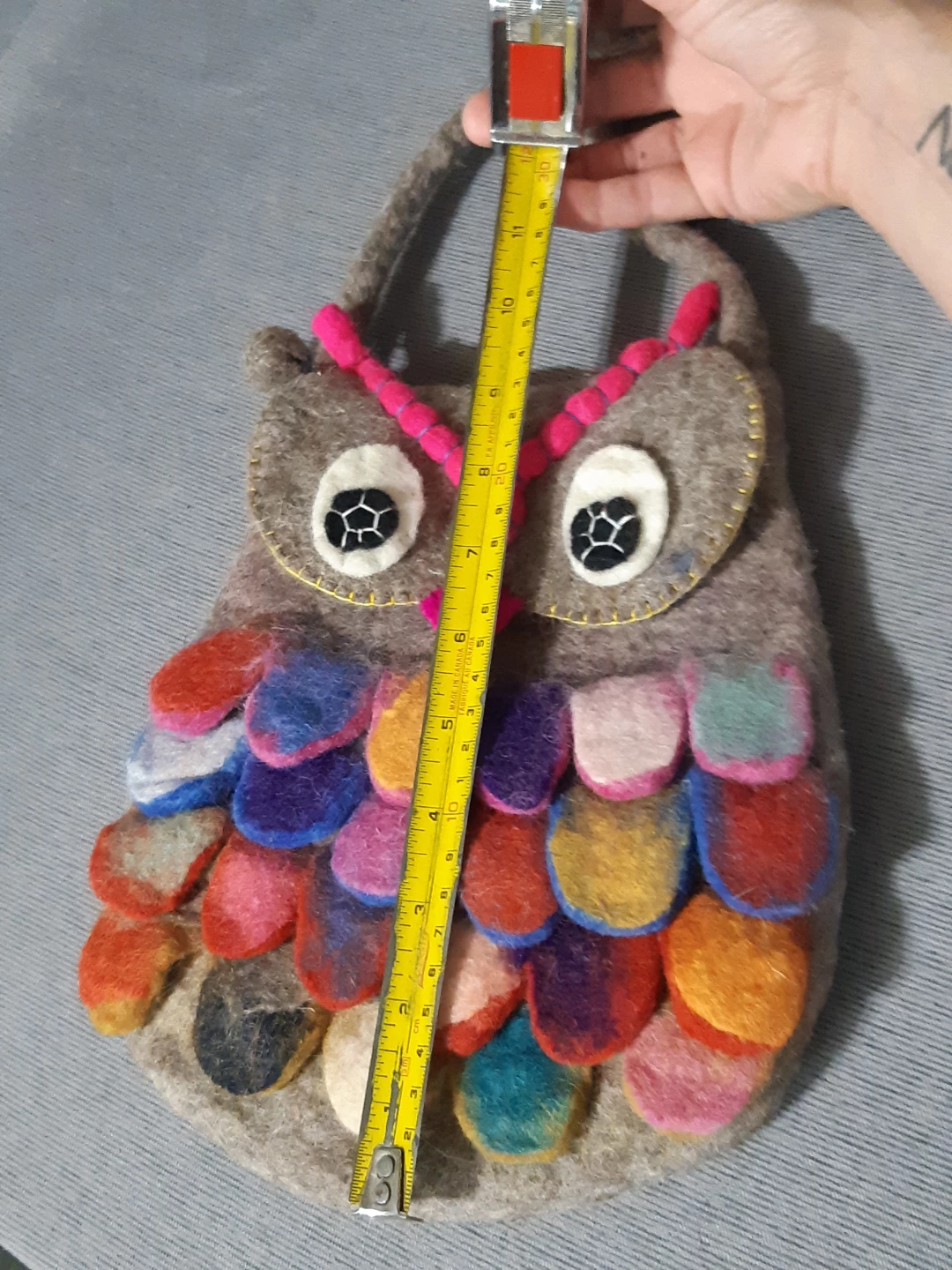 Handmade Felted wool owl crossbody bag - photo 5