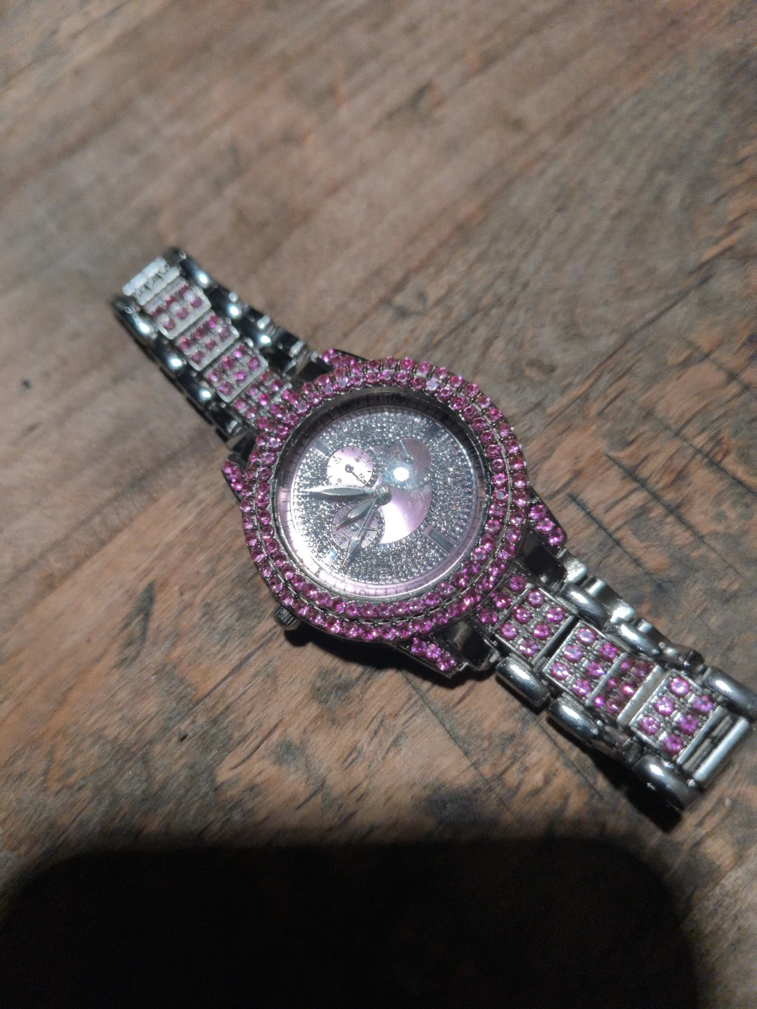 Women's Pink Gemstone Accent Watch
