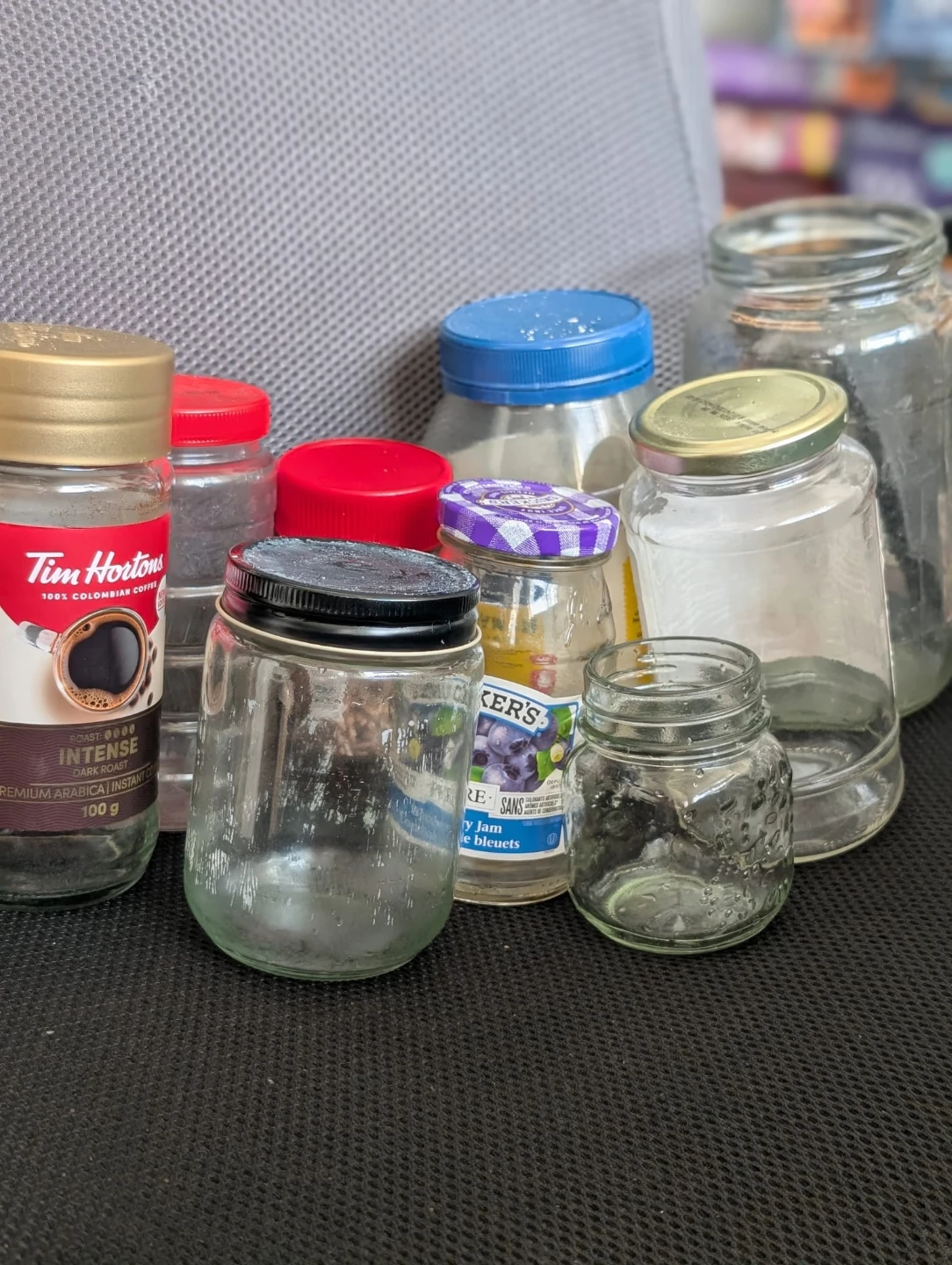 Assorted Glass and plastic Jars