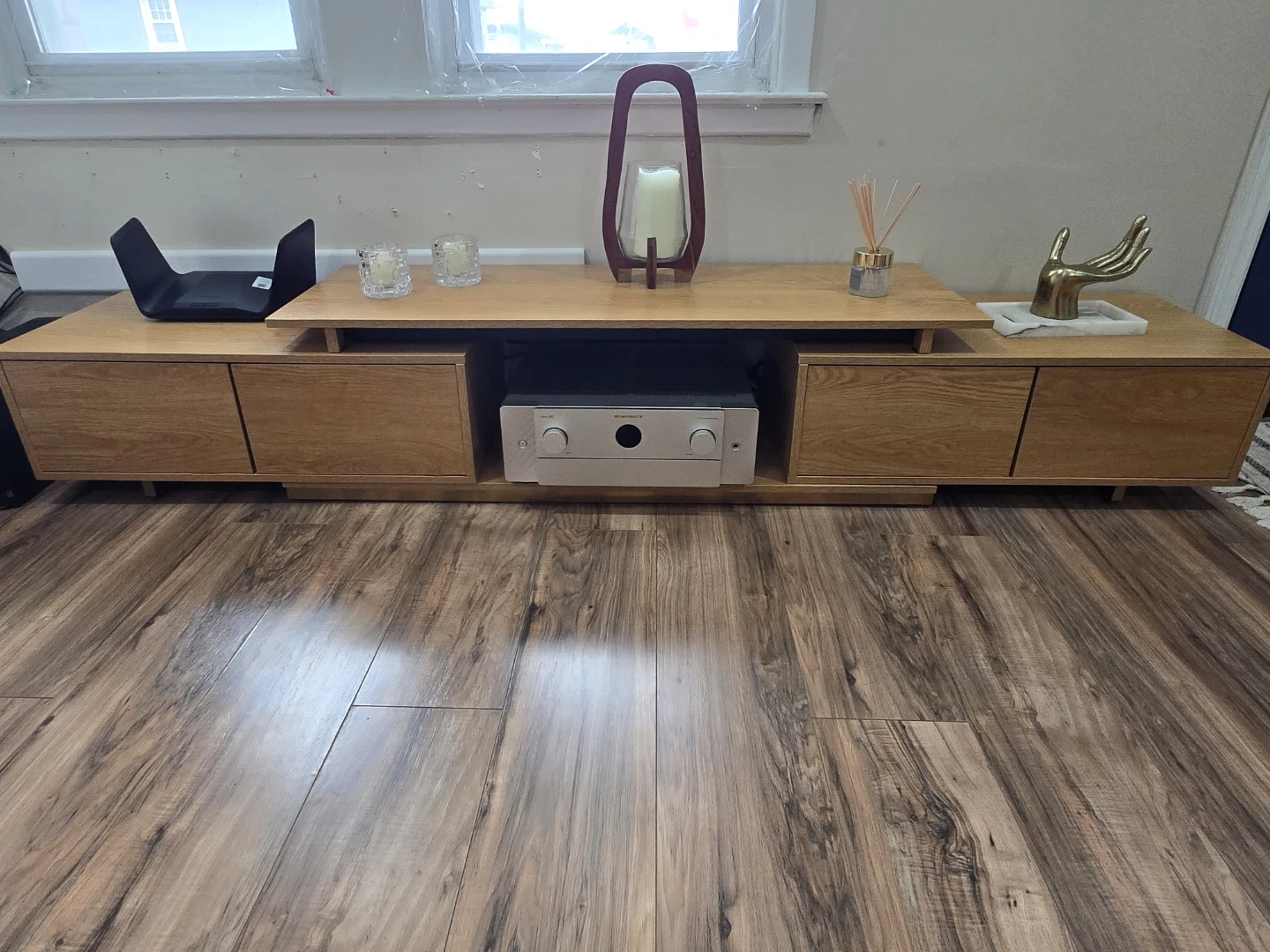 Expandle Wooden Media Console TV Stand with Storage - photo 2