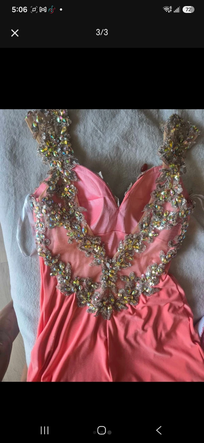 Coral Beaded Formal Gown