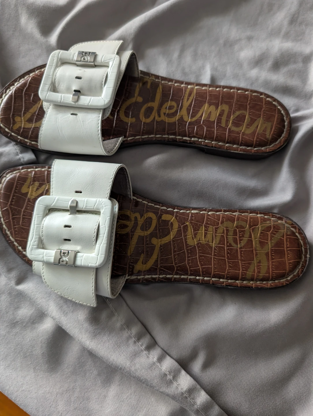 Sam Edelman White Buckle Sandals