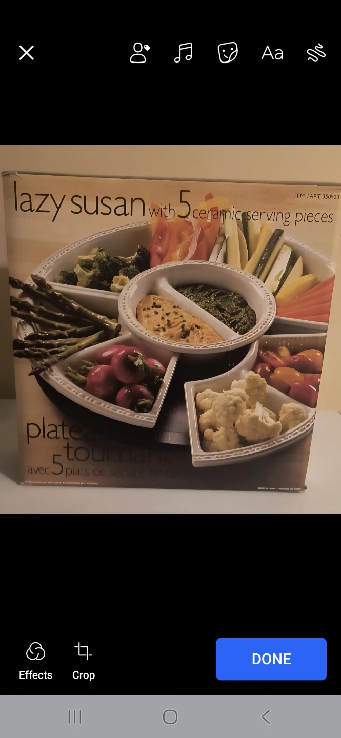 Lazy Susan with 5 Ceramic Serving Pieces