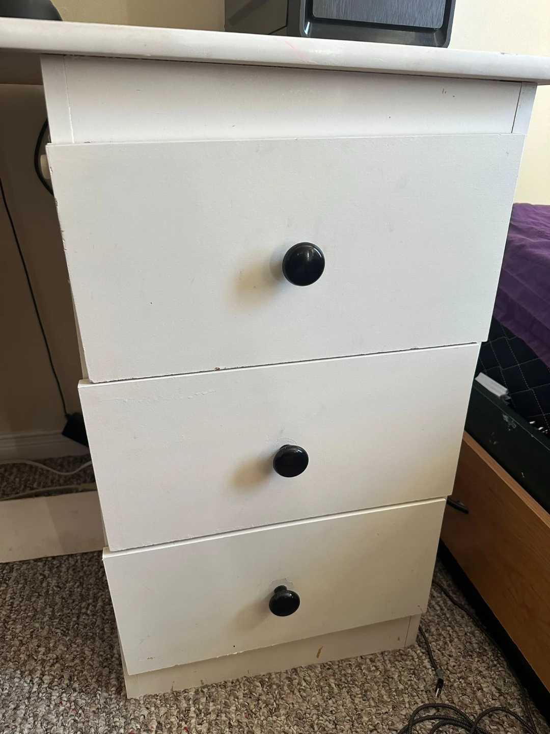 White 3-Drawer Desk