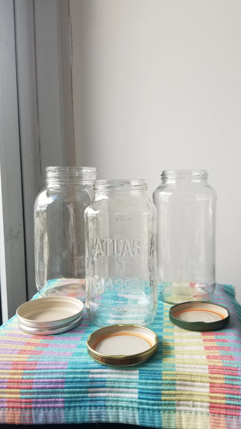 Set of 3 Glsss Jars with Lids-⚽️