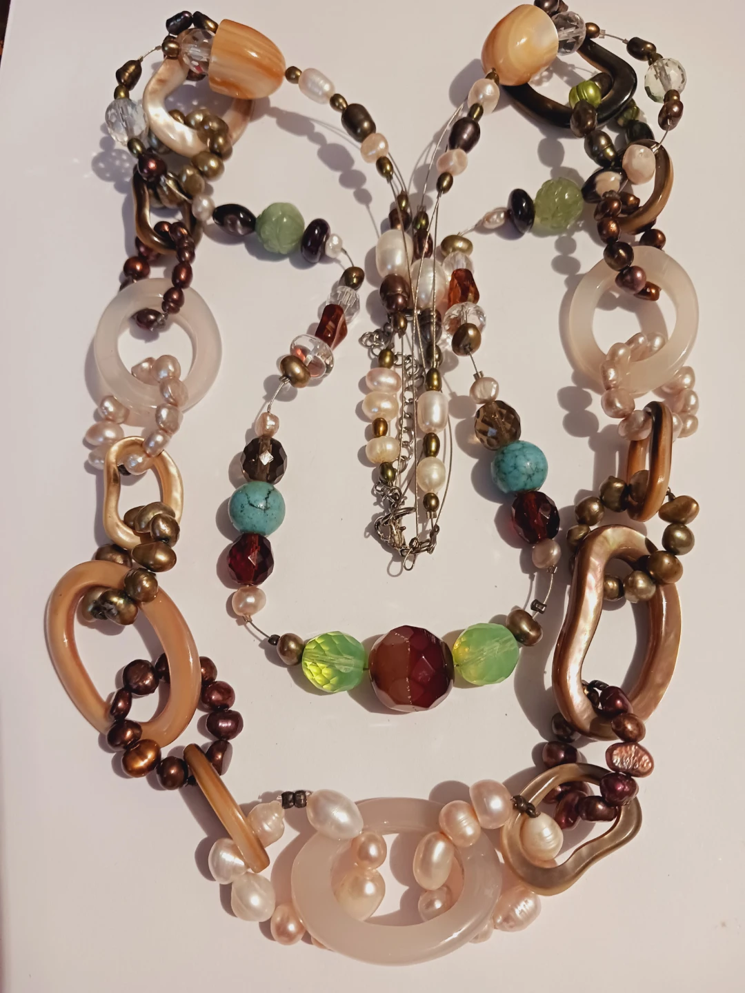 Handmade Multi Gemstones,  Baroque & Freshwater Pearls Necklace - photo 3