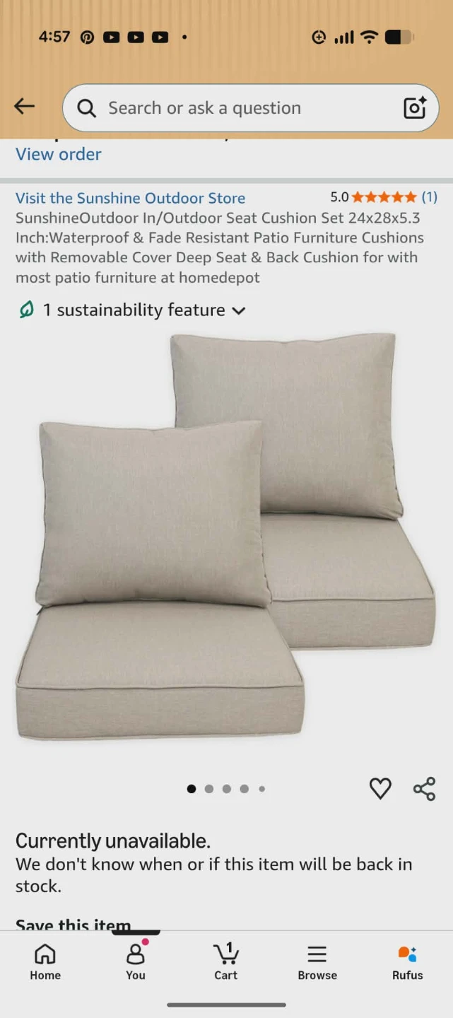 Outdoor Seat Cushion Set  pick up in St Albert