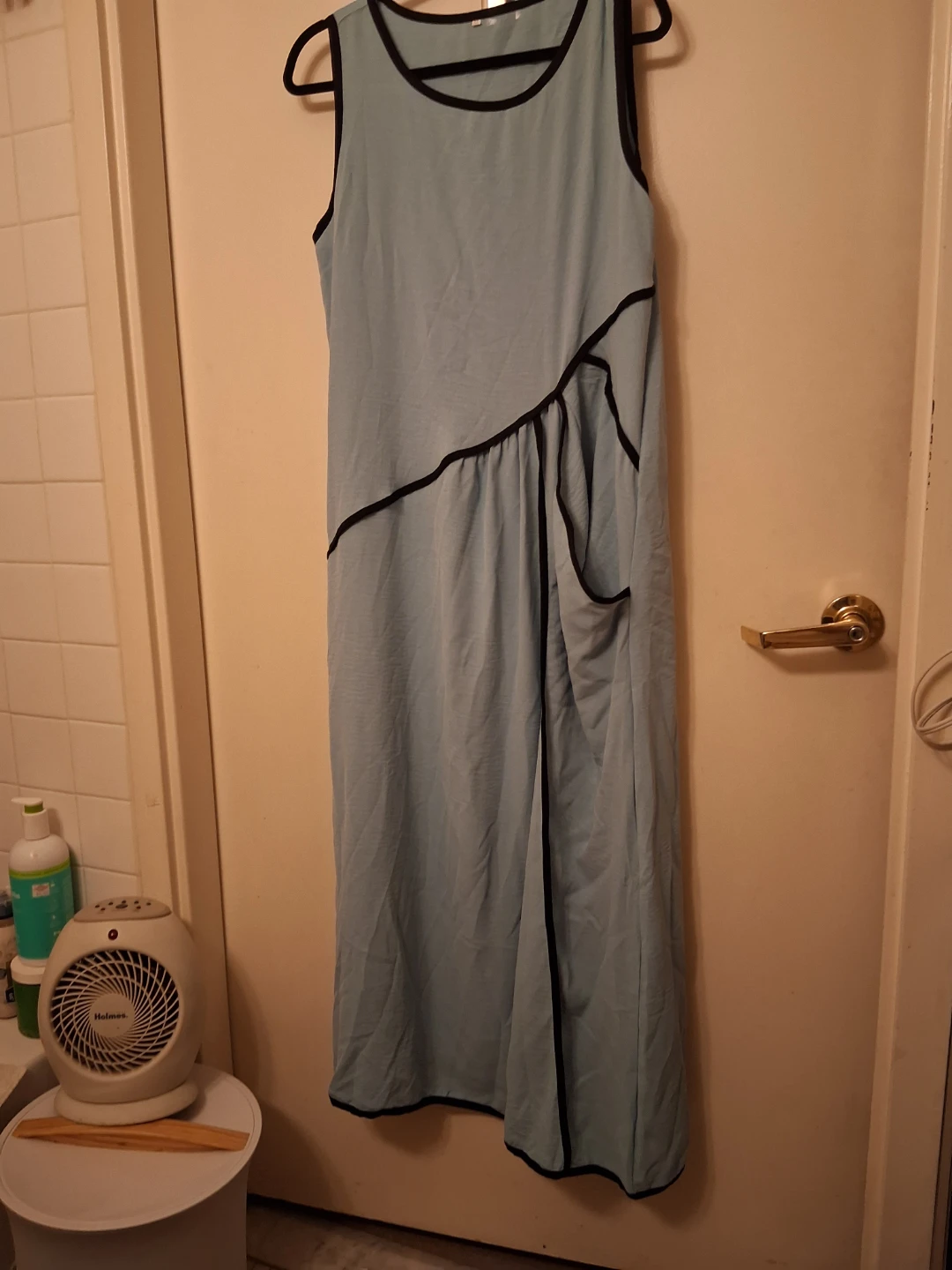Light Blue Maxi Dress with Black Trim - XL