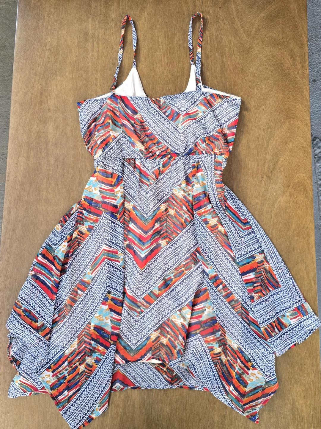 Colorful Geometric Sleeveless Dress - Size L - Tassel Tie Neck - photo 3