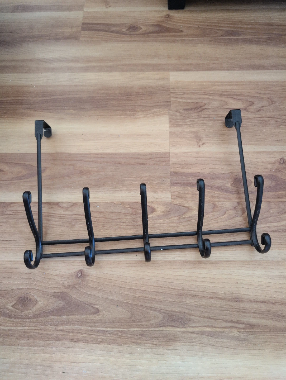 Black Over-the-Door Hook Rack 6 Hooks
