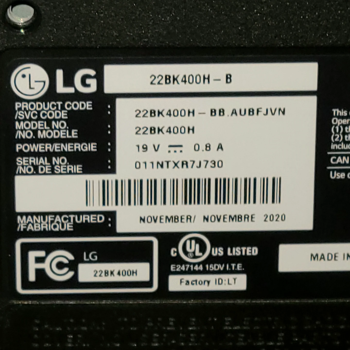 LG 22BK400H-B 21.5" Monitor - photo 4