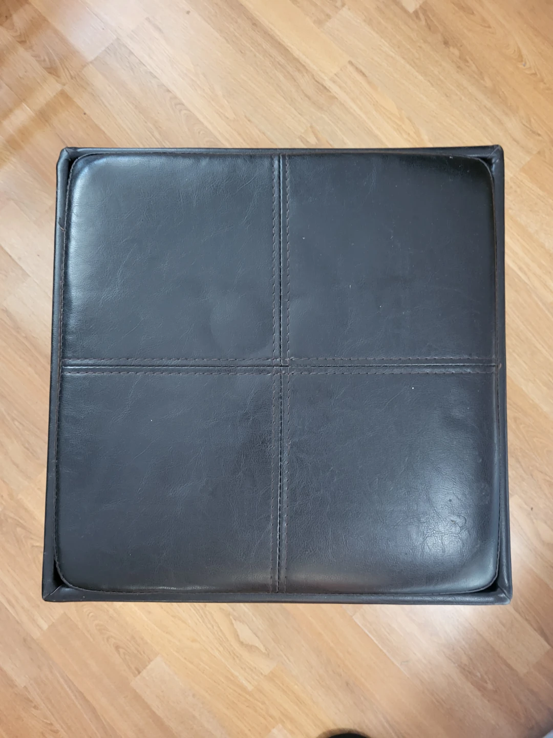 Black Faux Leather Storage Ottoman - photo 2