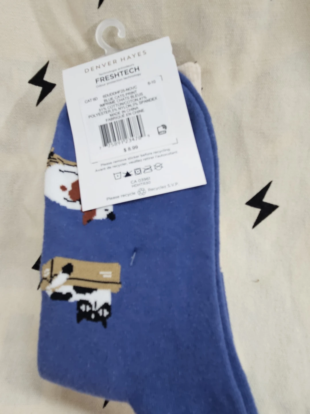 Denver Hayes Blue Cat Socks - Size 6-10 - photo 2