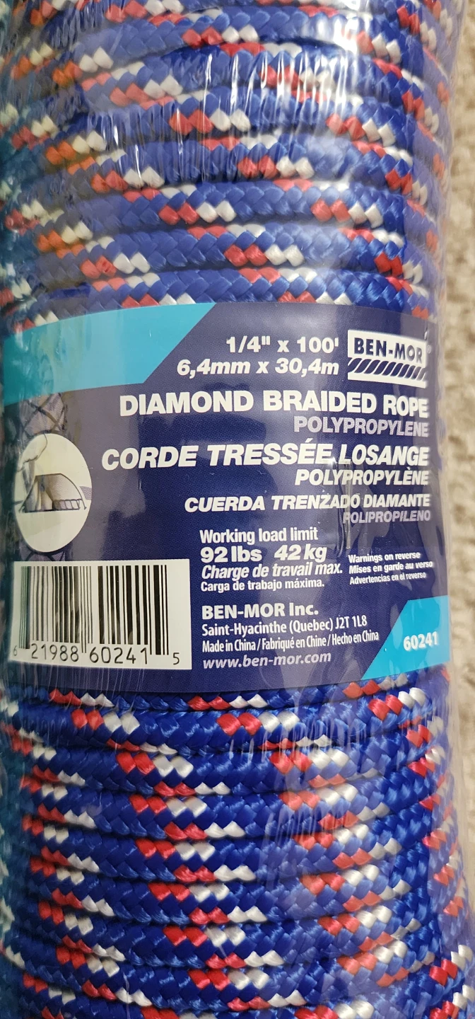 BEN-MOR Diamond Braided Rope - 1/4" x 100' - photo 2
