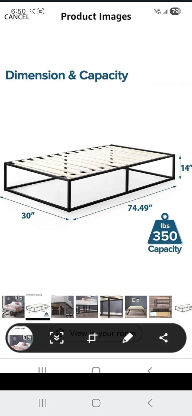 Black Metal Platform narrow twin Bed Fram ⚽️e