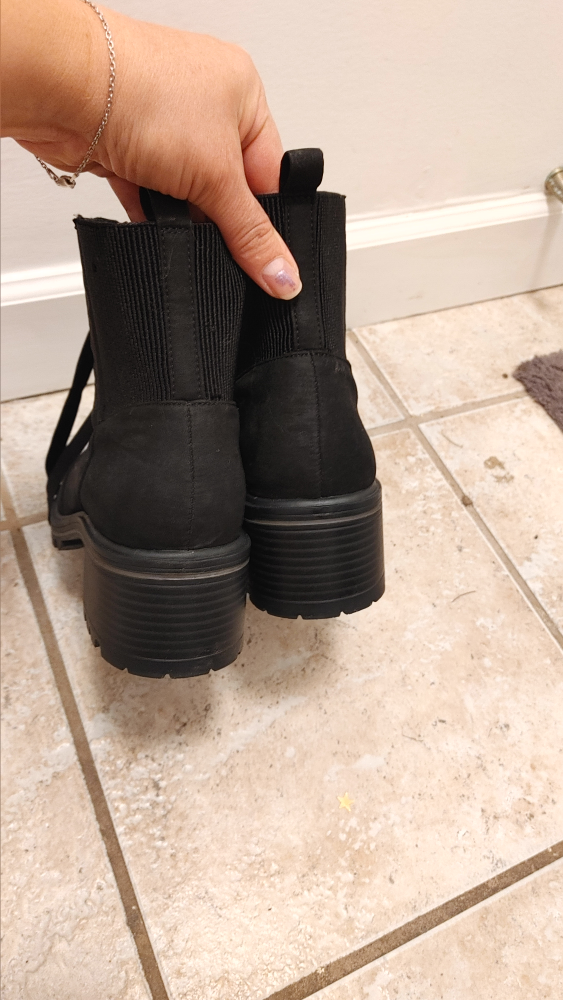 Black Lace-Up Combat Boots with Side Zipper size 9 - photo 5