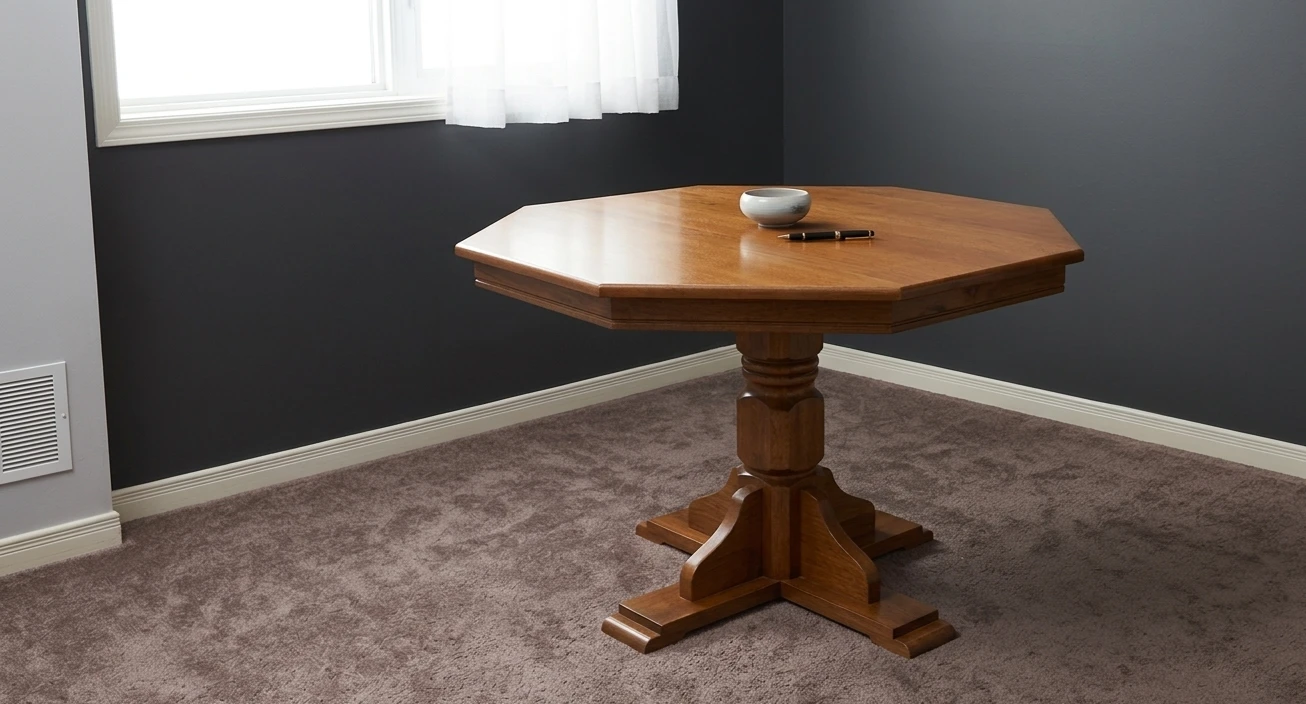 Octagonal Wooden Pedestal Table
