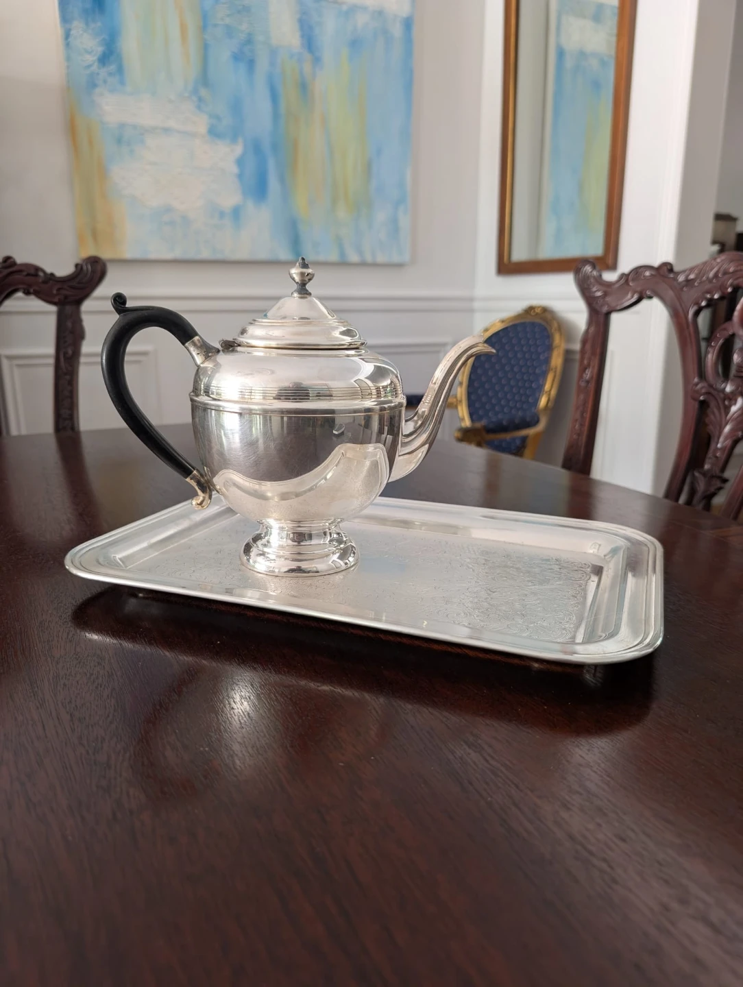Silver Teapot and Tray Set - photo 2