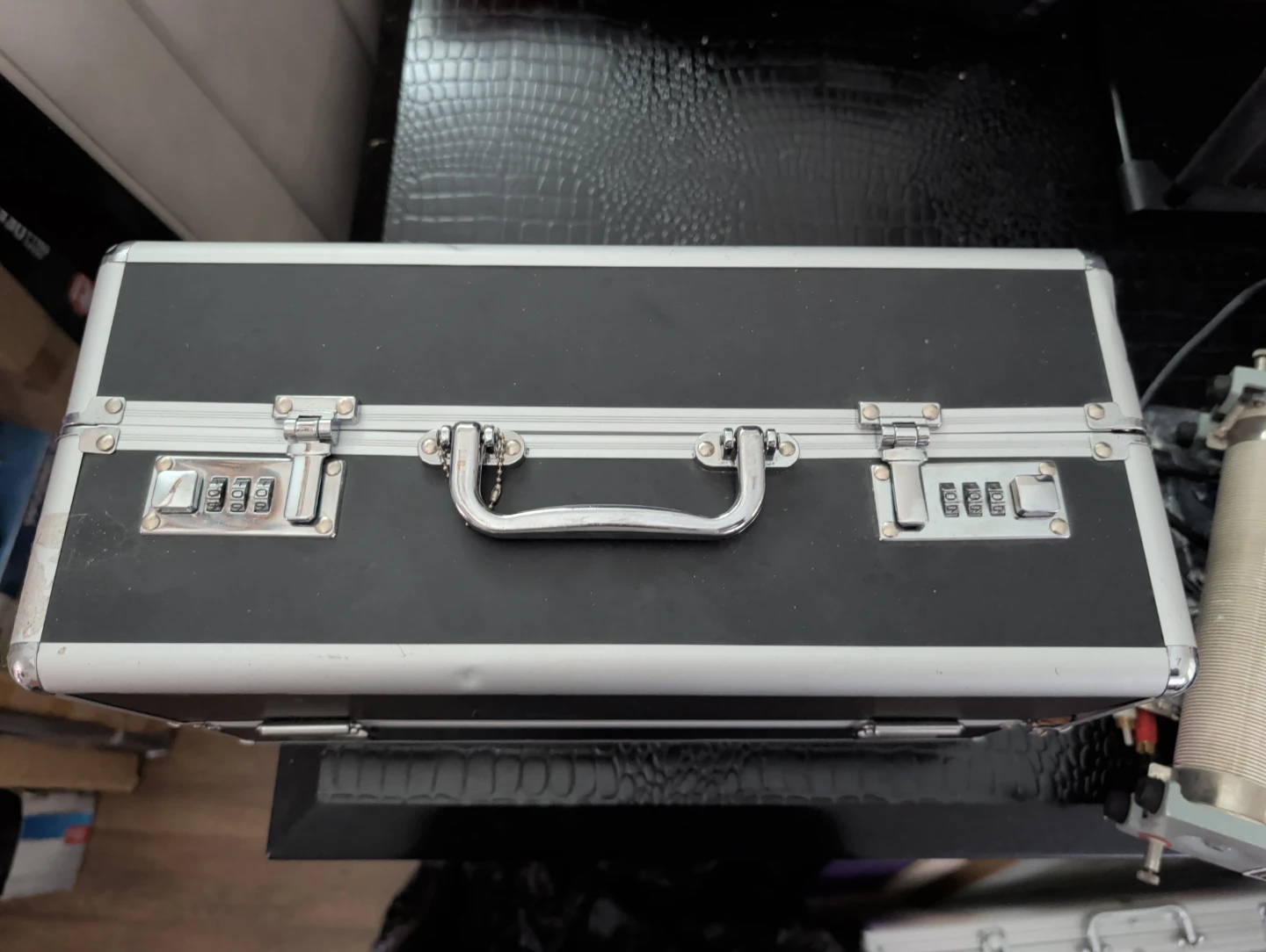 Silver and Black Hard Case with Combination Locks