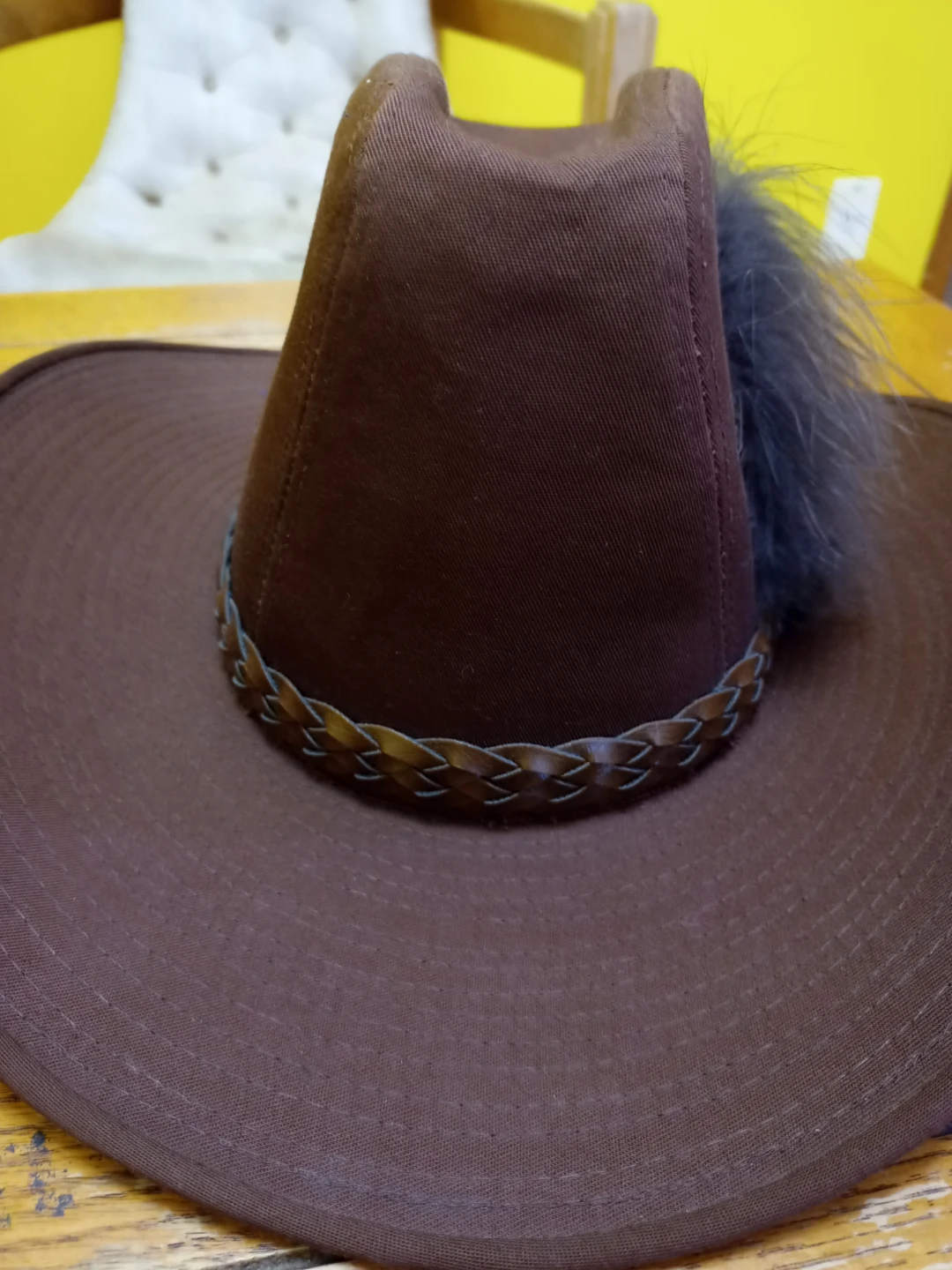 Brown Cowboy Hat with Feather Accent - photo 3