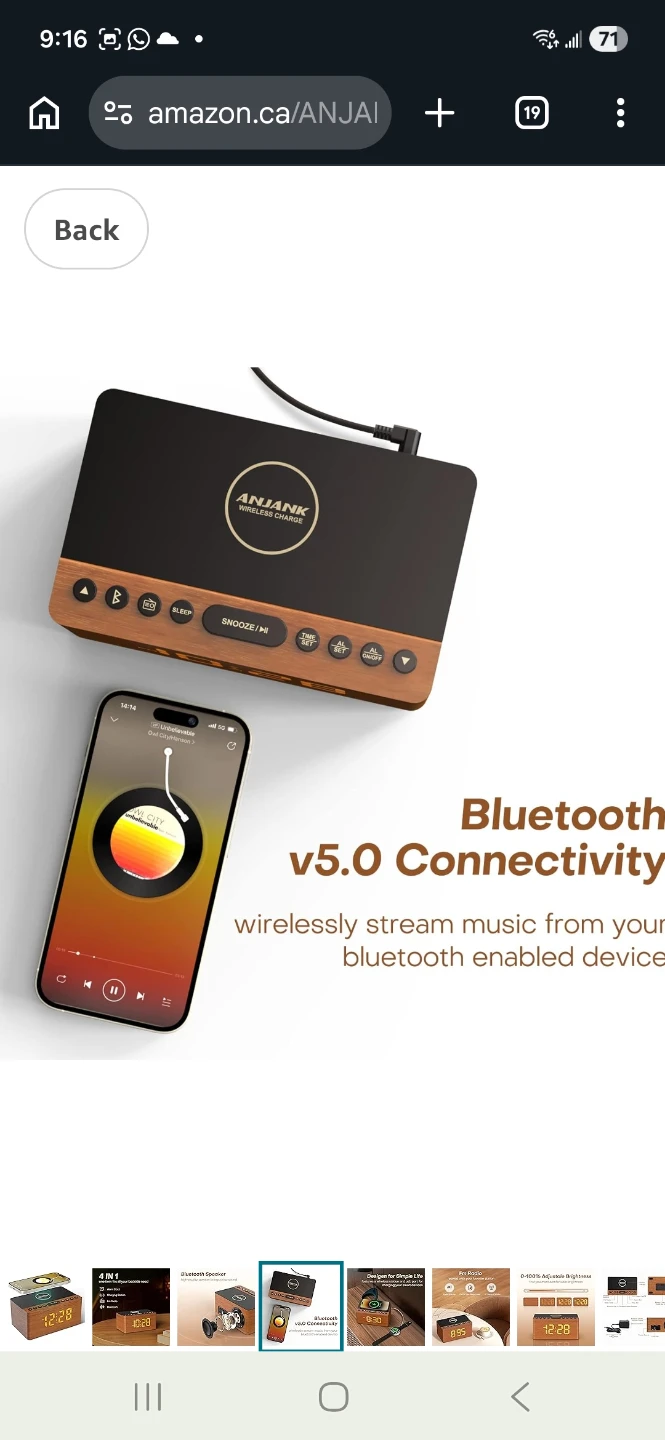 ANJANK 4-in-1 Bluetooth Speaker Clock with Wireless Charger - photo 5