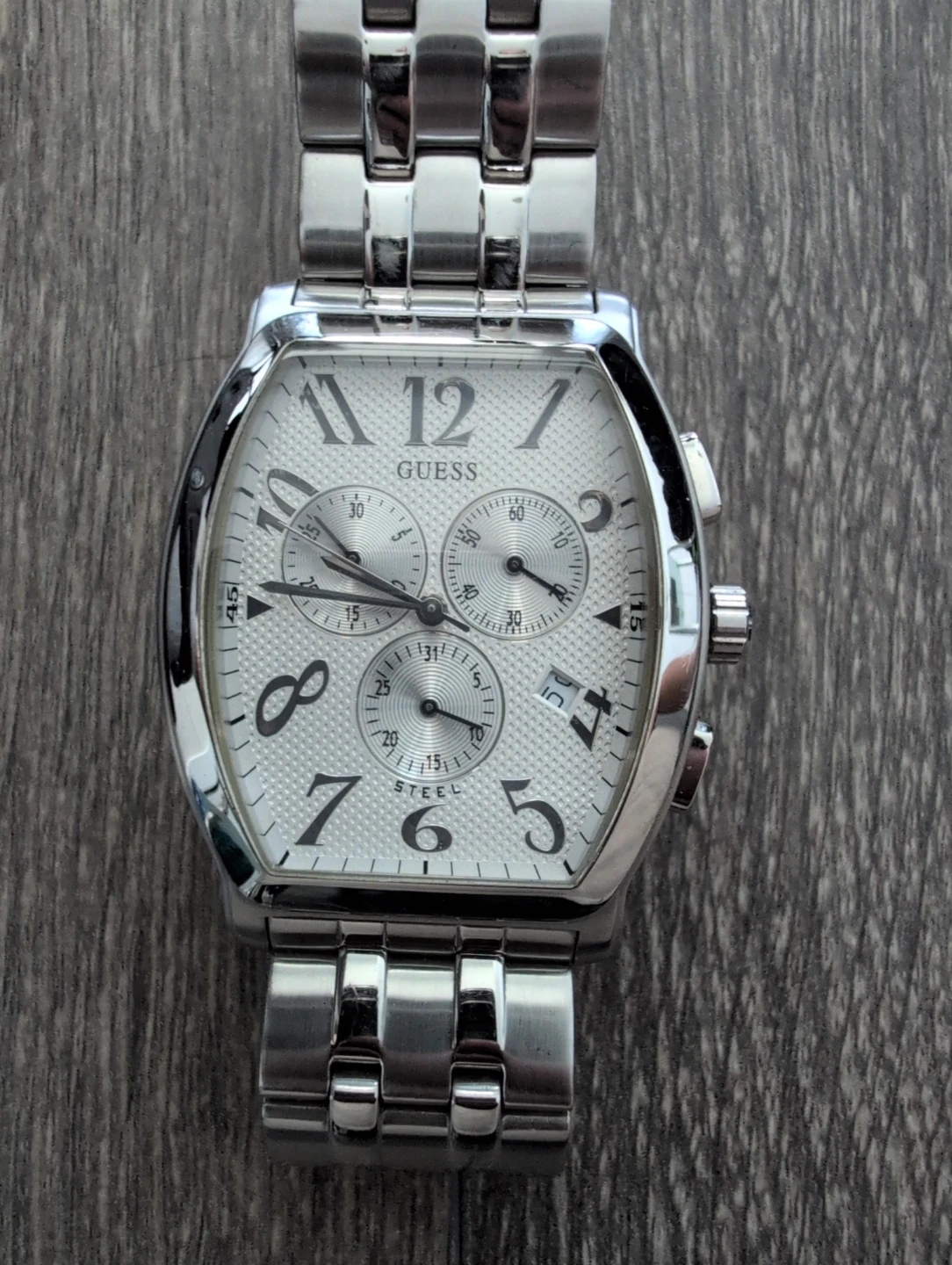 Guess Men's Chronograph Watch - Silver Steel