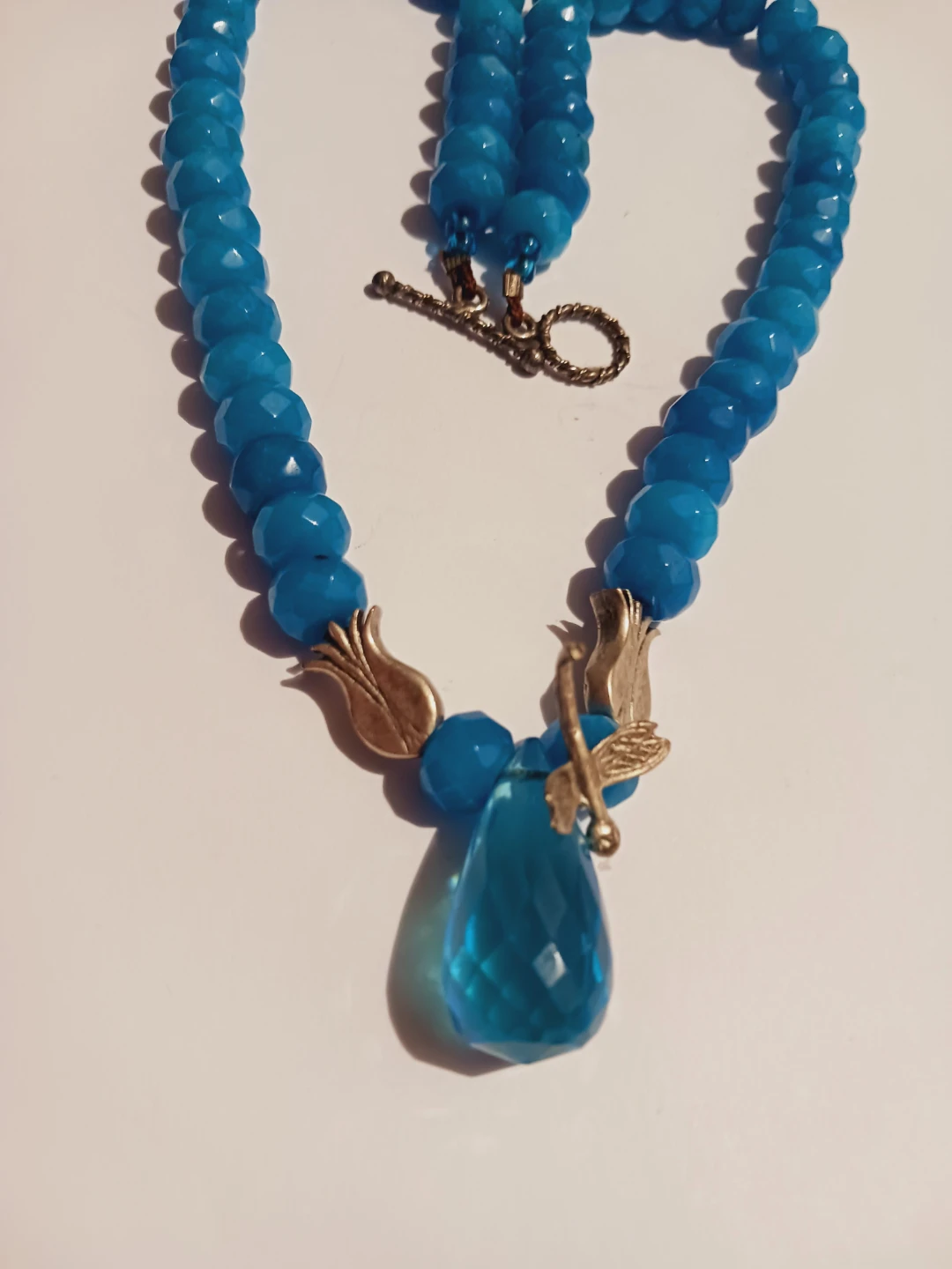 Blue Gemstone Necklace with Dragonfly Charm - photo 3