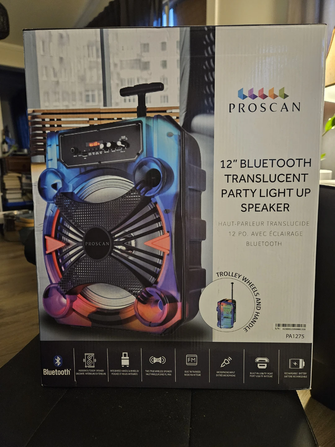 PROSCAN 12" Bluetooth Translucent Party Speaker with Lights