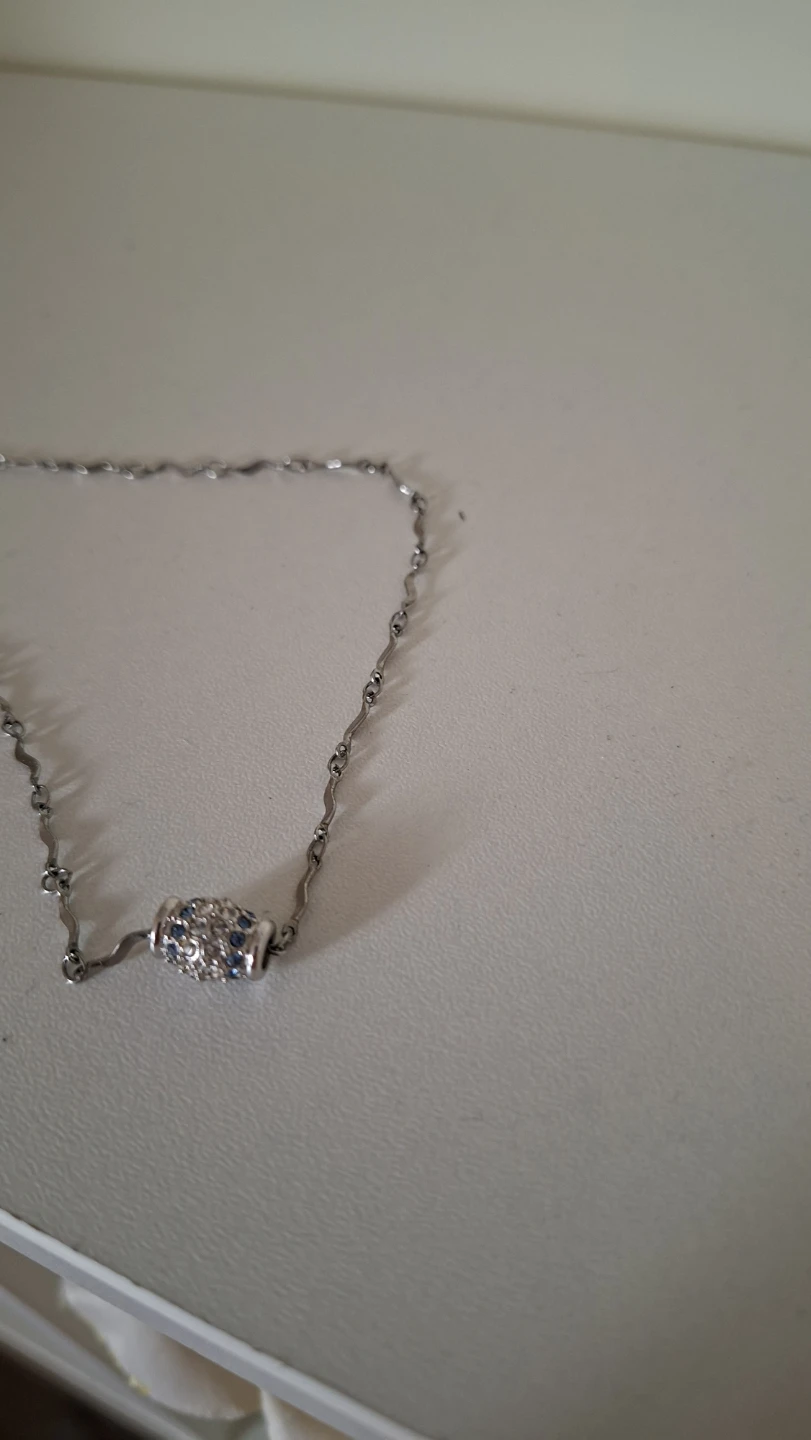Silver-tone Necklace with Blue and Clear Stones - photo 3