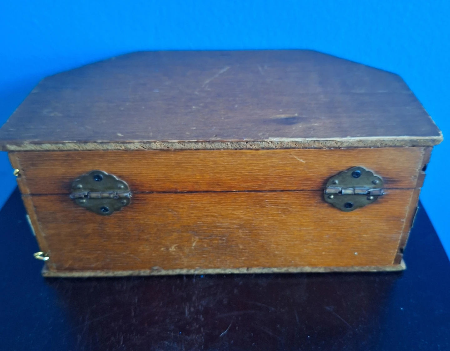 Vintage Wooden Octagonal Trinket Box with Mirror - photo 4