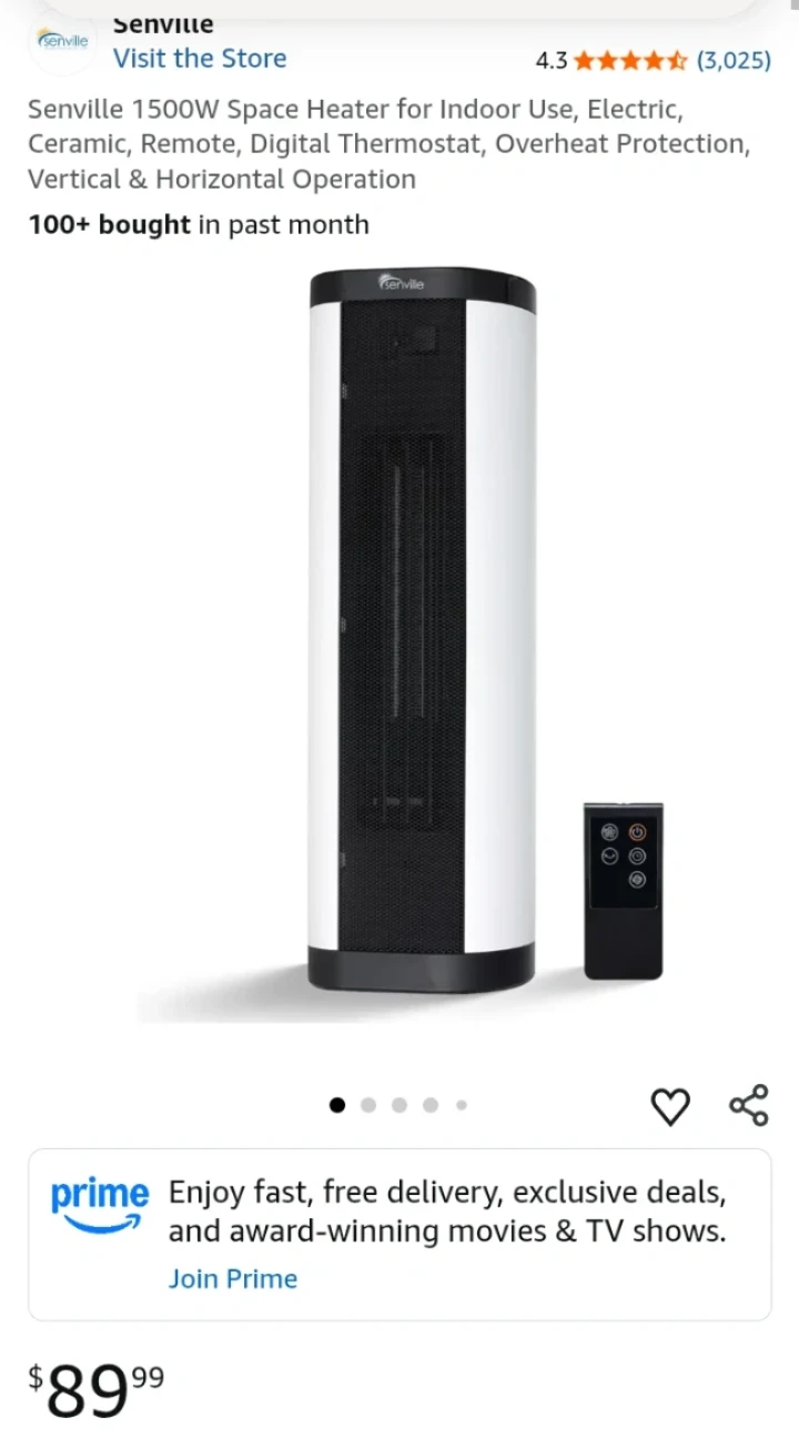 Senville 1500W Space Heater with Remote