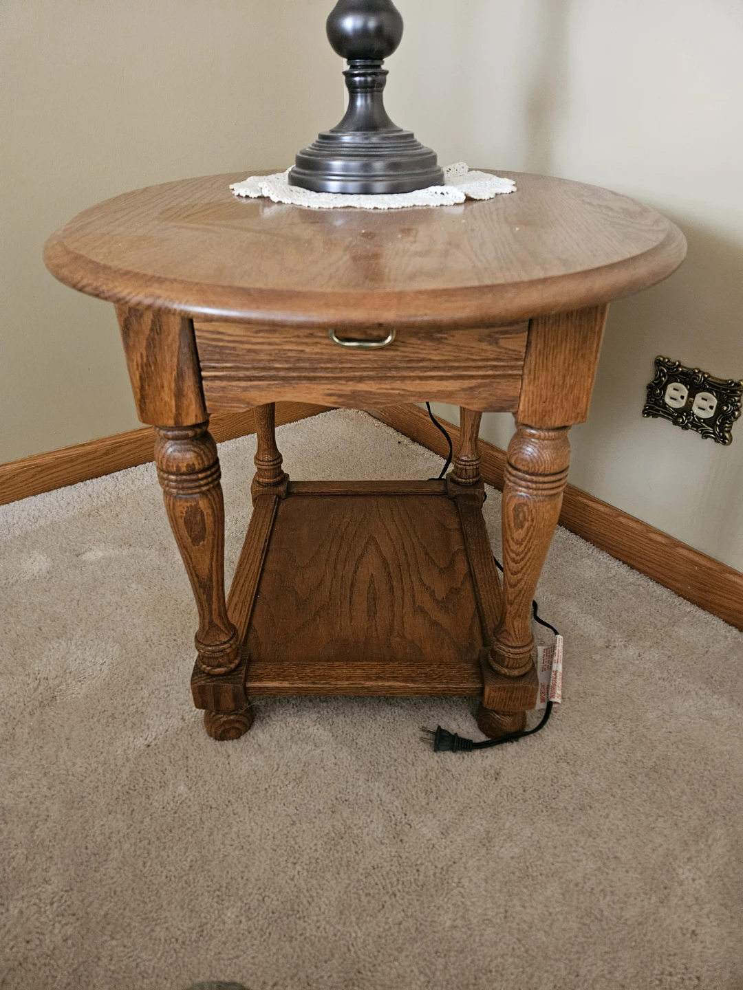 Matching Oak End Tables with Drawer
