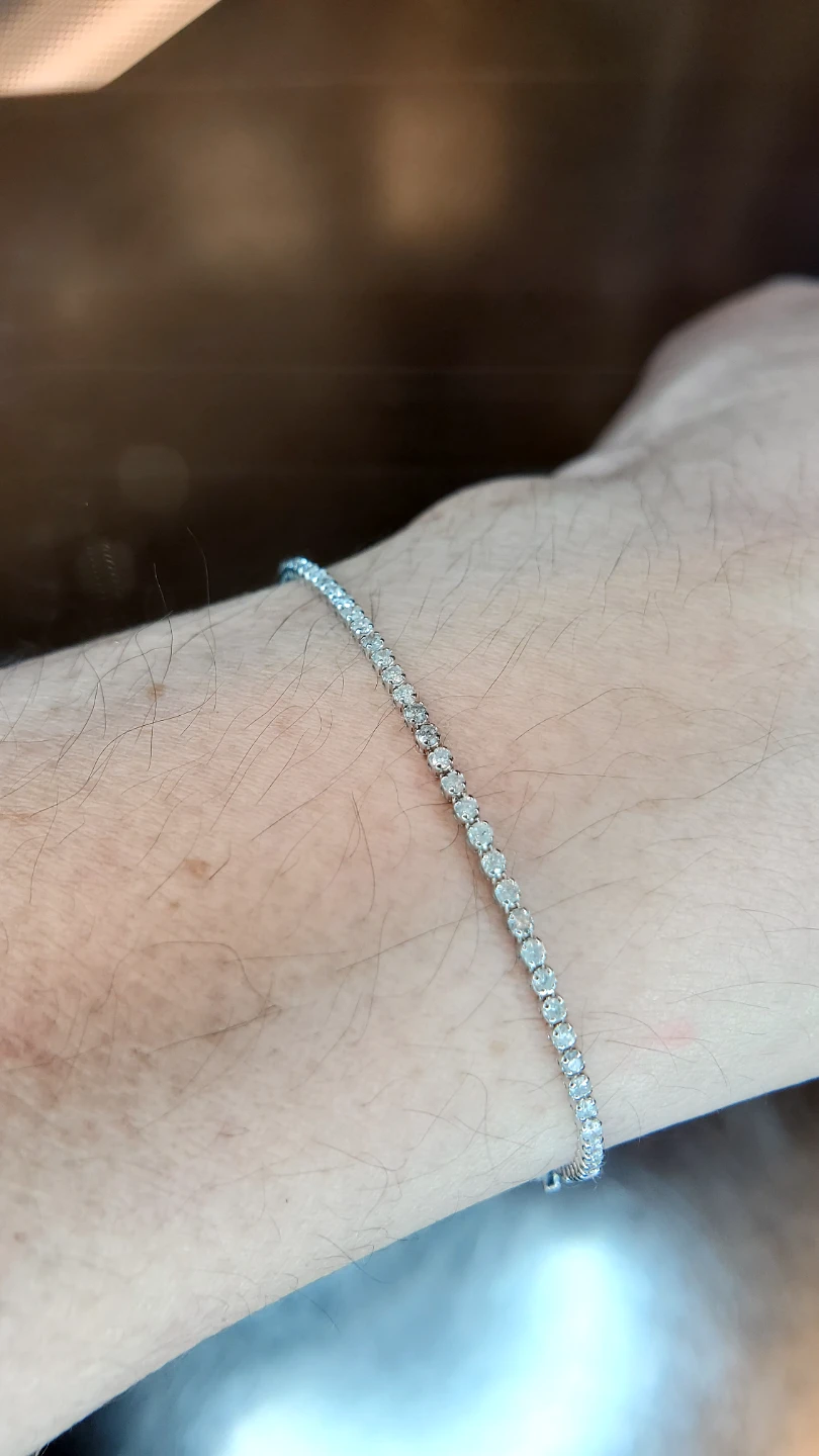 1.20 ct Natural DiaTennis 18k Bracelet  7", snake bite lock. - photo 5