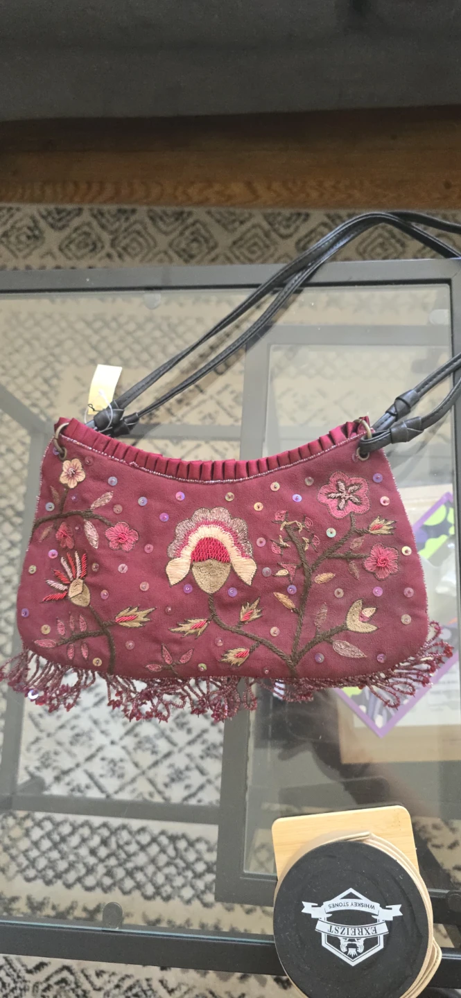 Embroidered Beaded Shoulder Bag - photo 2