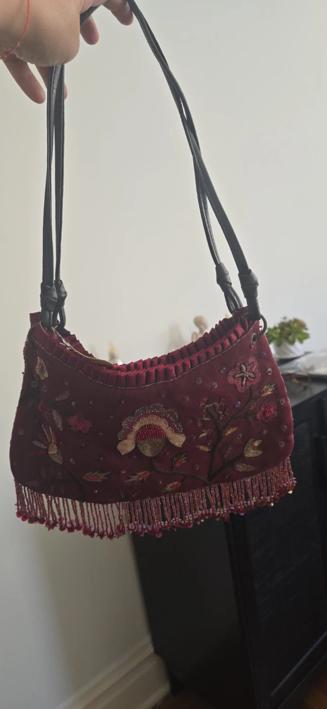 Embroidered Beaded Shoulder Bag - photo 3