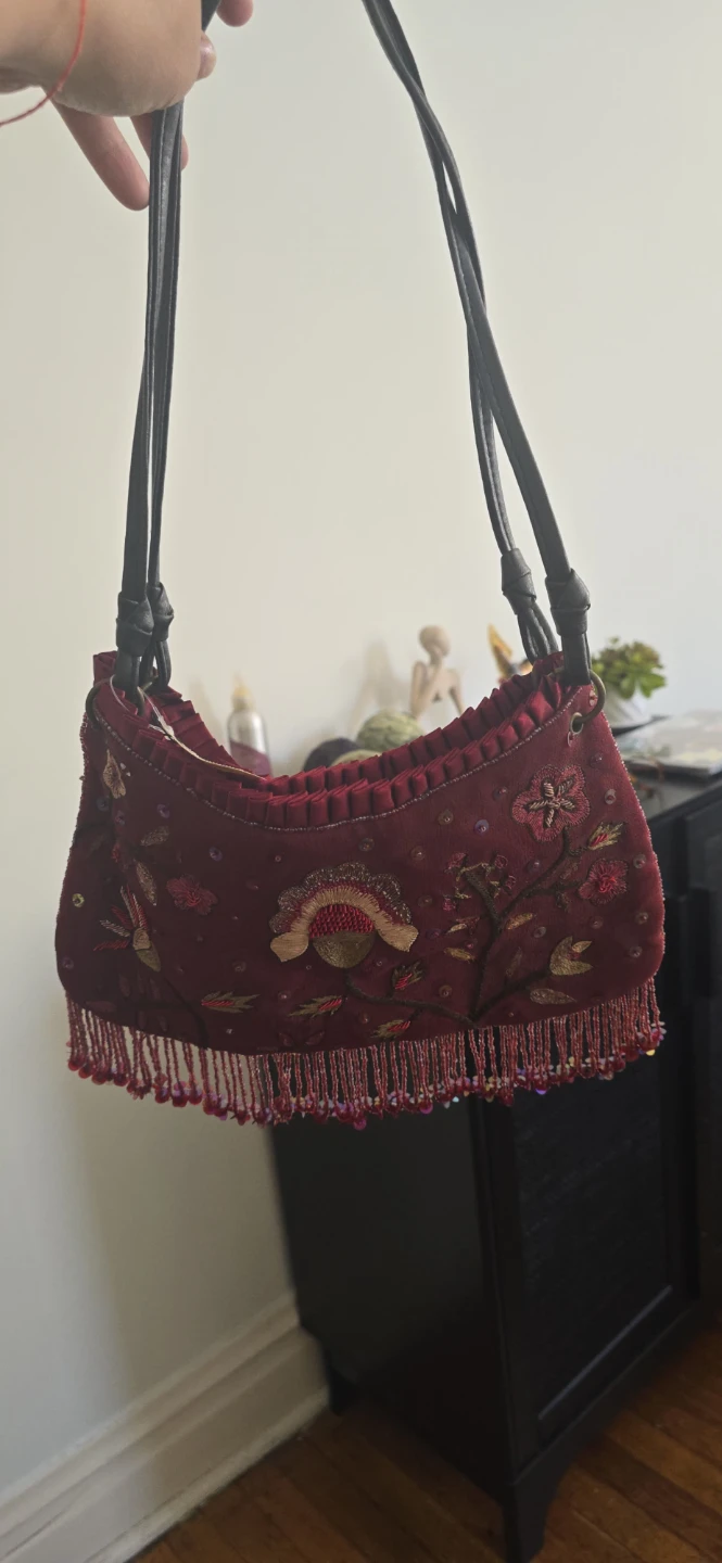 Embroidered Beaded Shoulder Bag - photo 4