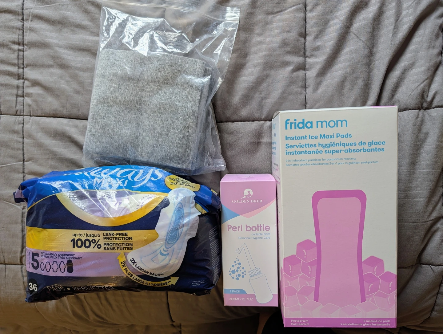 Postpartum Recovery Bundle: Frida, Peri Bottle, pads