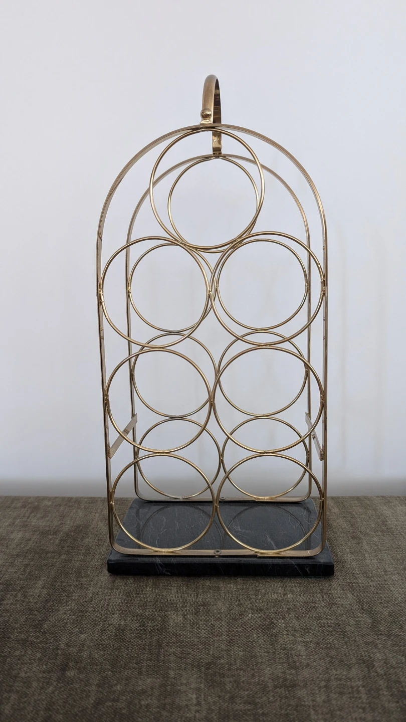 Vintage Brass Wine Rack with Marble Base