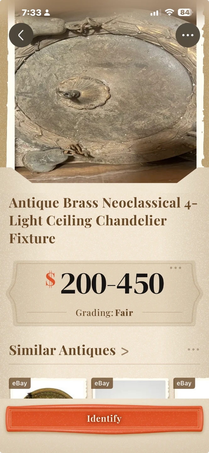 Antique Brass Chandelier Ceiling Light Fixture - photo 2