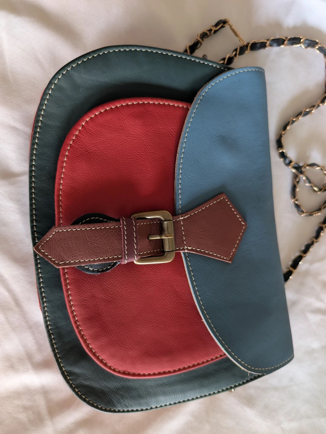 Colourful Saddle Bag with Chain Strap